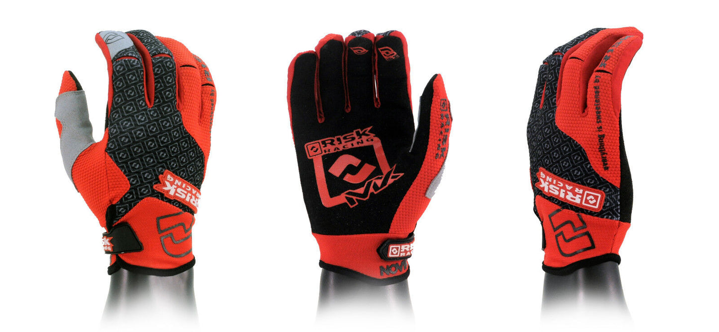 Risk Racing Carbide Gloves Motocross MX Handschuhe inkl. 1 Paar Palm Protectoren